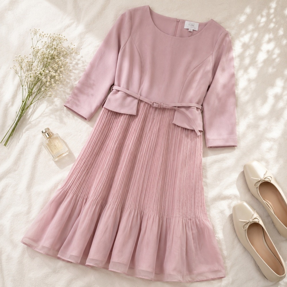 Seraphine Luxe Sophiana Maternity Midi Dress Nursing Pleated US10 Blush Pink